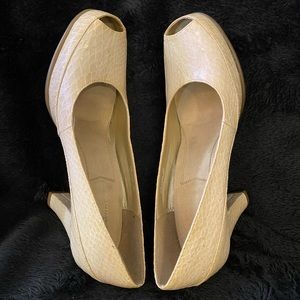 A2 by Aerosoles ‘Big Ben’ size 8.5 peep toe snake skin pumps